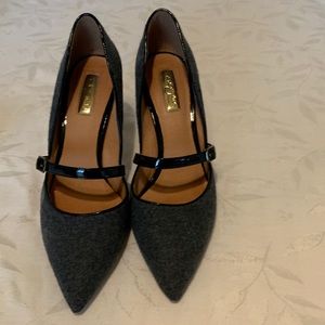 Halogen grey cloth pumps with Payton strap.